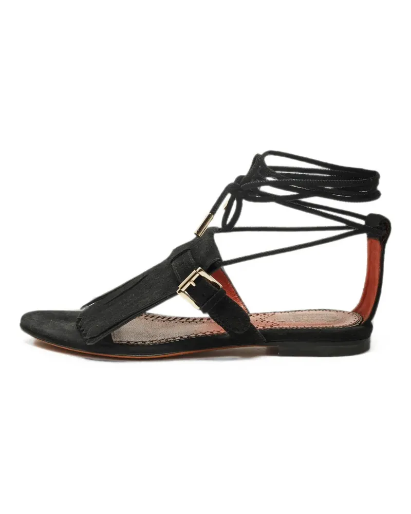 Santoni fringe lace-up sandals - Schwarz Schwarz