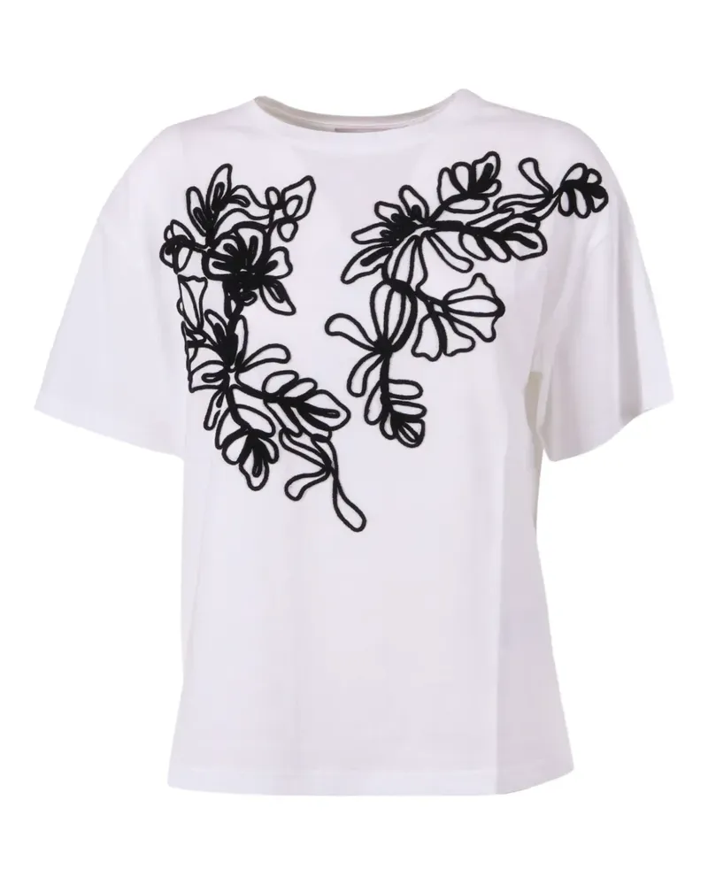 Ermanno Scervino T-Shirt mit Blumenstickerei - Weiß Weiß