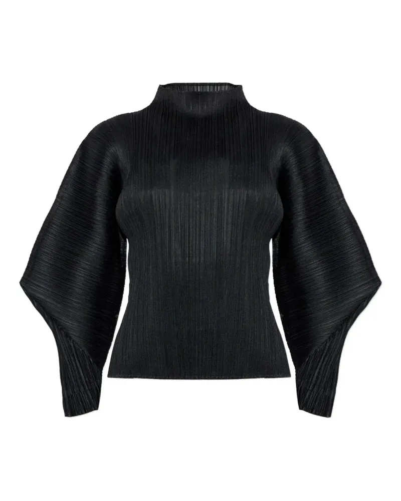 Issey Miyake Oberteil mit Stehkragen - Schwarz Schwarz