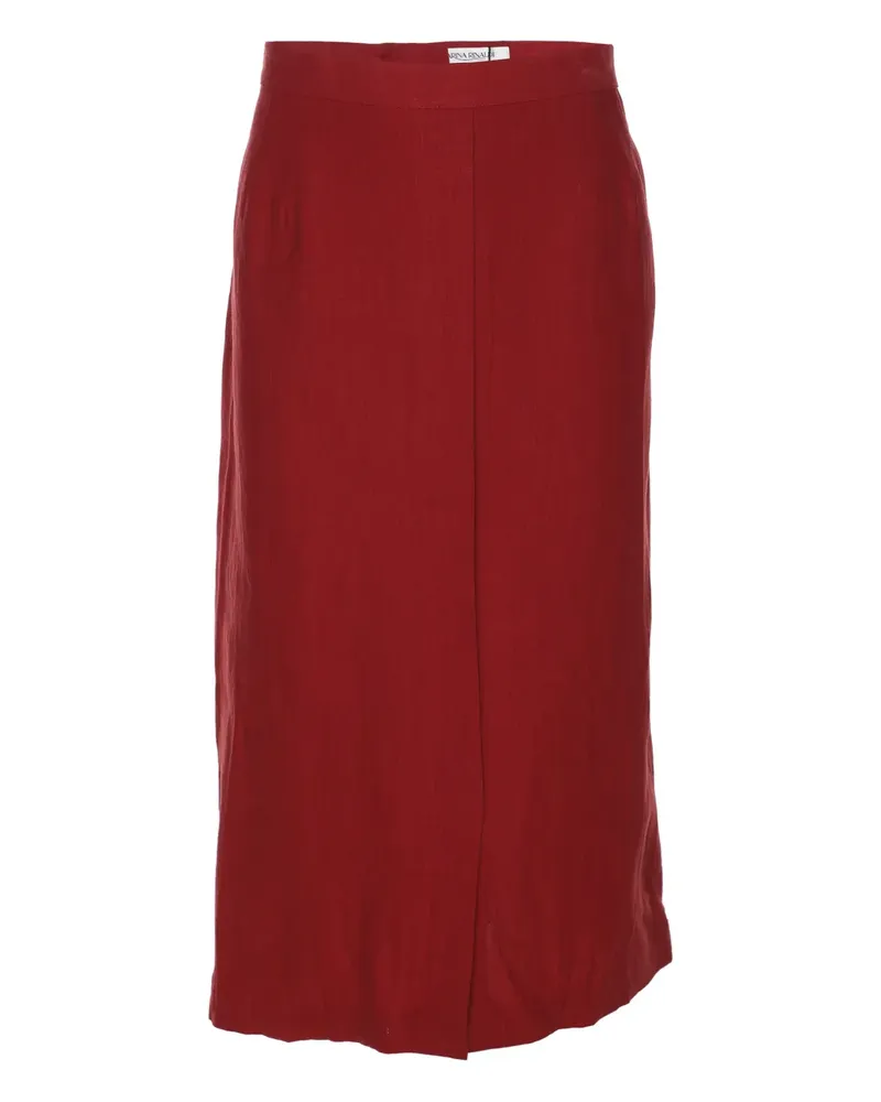Marina Rinaldi Gerader Midirock aus Leinen - Rot Rot