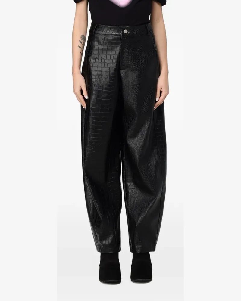 DISCLAIMER crocodile-effect trousers - Schwarz Schwarz