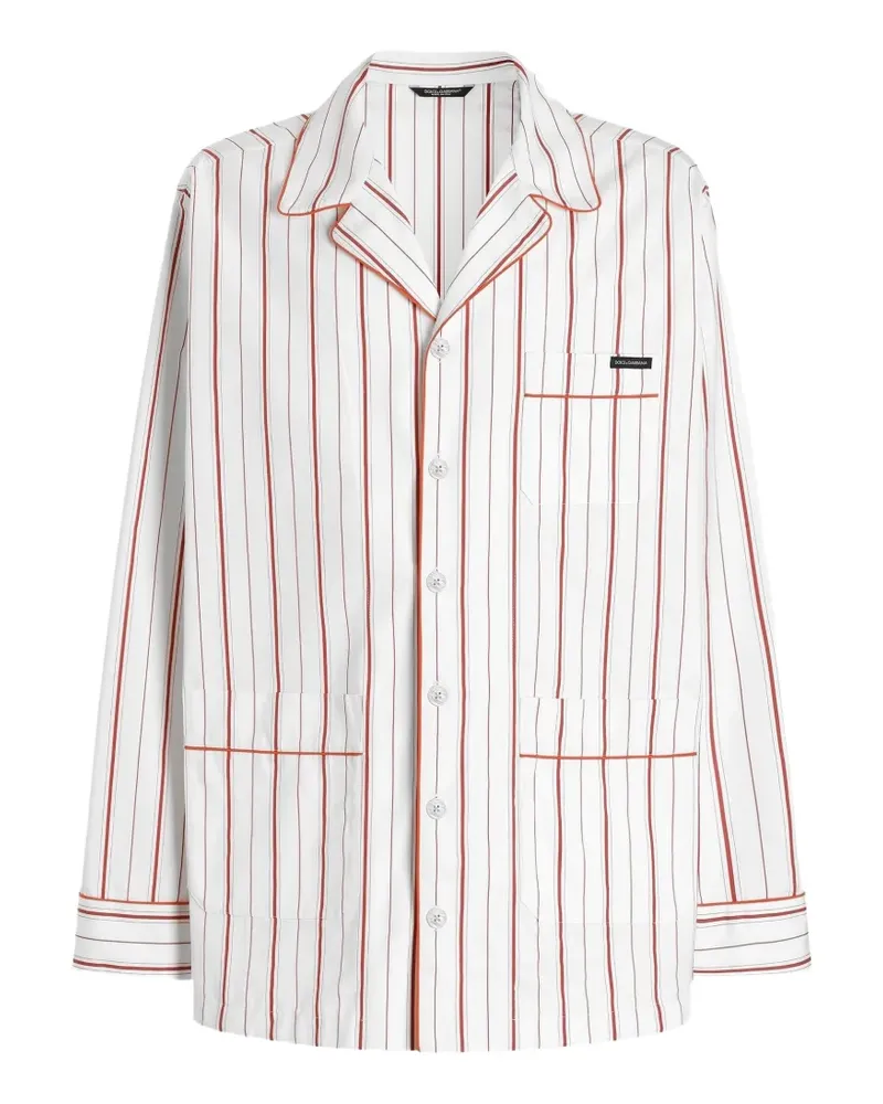 Dolce & Gabbana Hemd mit gestreifter Tasche - Weiß Weiß