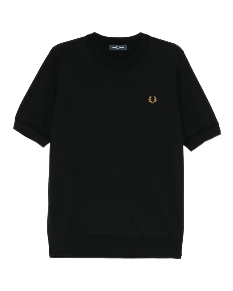 Fred Perry Gestricktes T-Shirt mit Logo-Stickerei - Schwarz Schwarz