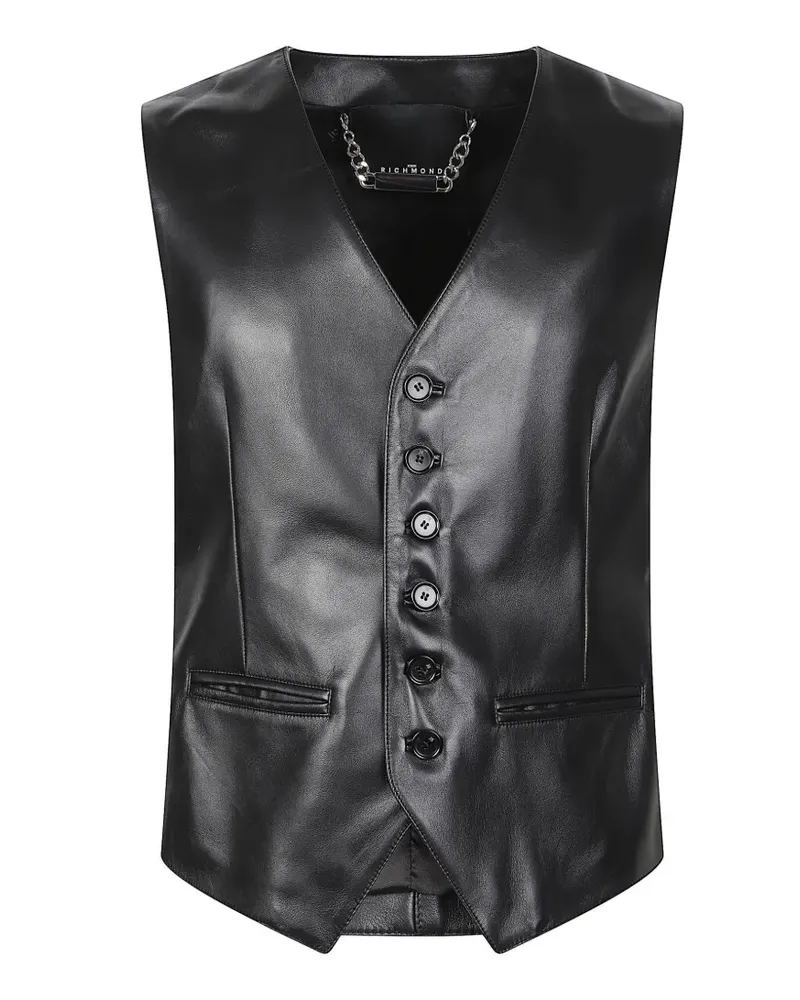 John Richmond leather waistcoat - Schwarz Schwarz