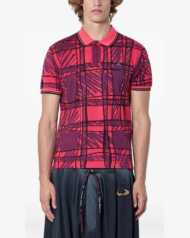 Vivienne Westwood Kurzärmeliges Poloshirt mit abstraktem Muster - Rot Rot