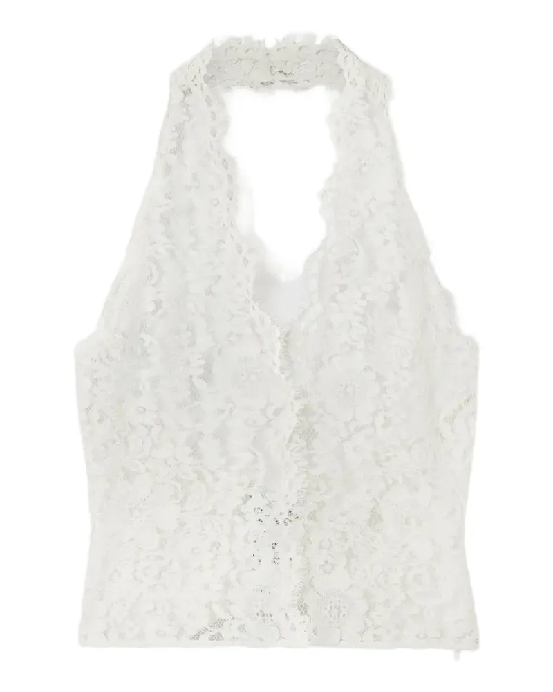 Stella McCartney lace-embroidered halterneck top - Nude Nude