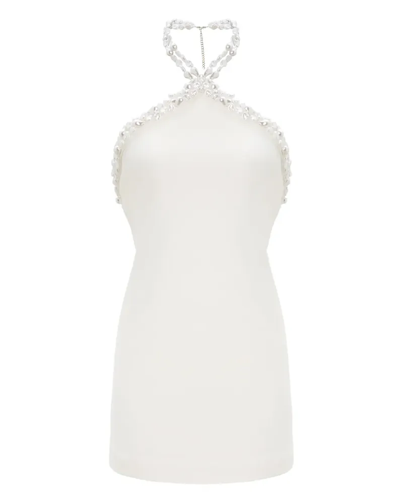 Retrofête Neckholder-Minikleid mit Perlen - Weiß Weiß