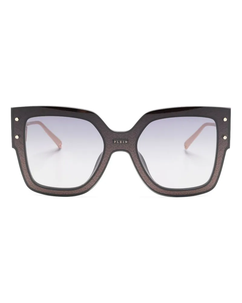 Philipp Plein Sonnenbrille mit eckigem Gestell - Schwarz Schwarz