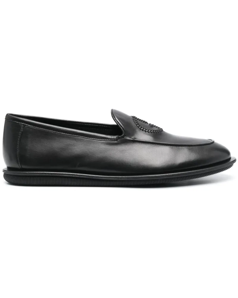 Giorgio Armani Loafer mit Logo-Stickerei Schwarz