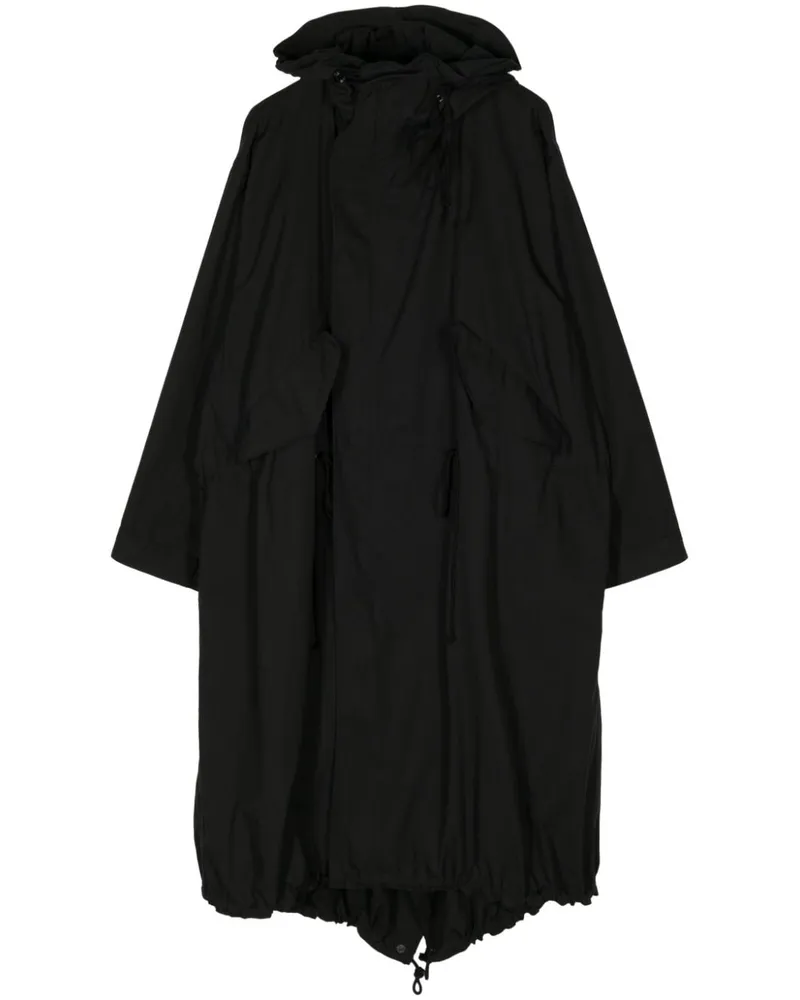 Yohji Yamamoto drawstring hooded coat Schwarz