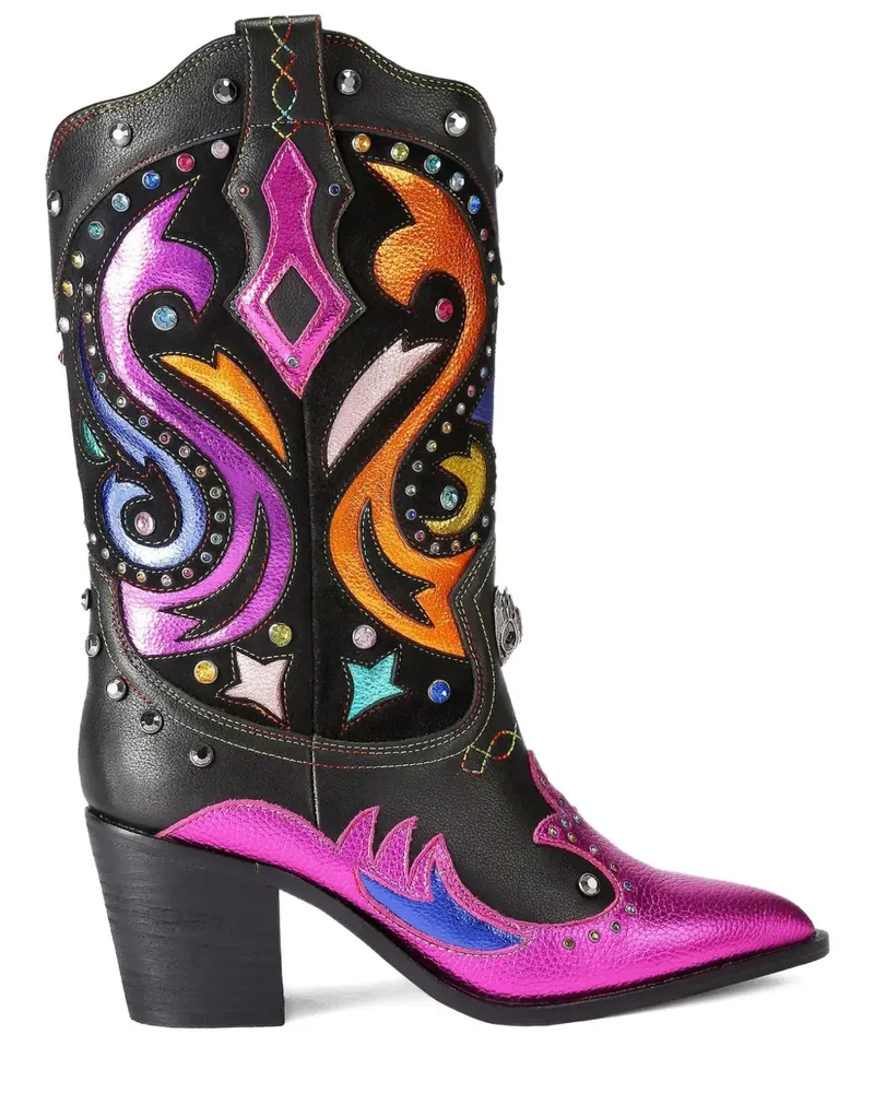 Kurt Geiger Kensington Cowboystiefel mit Kristallen 65mm - Schwarz Schwarz