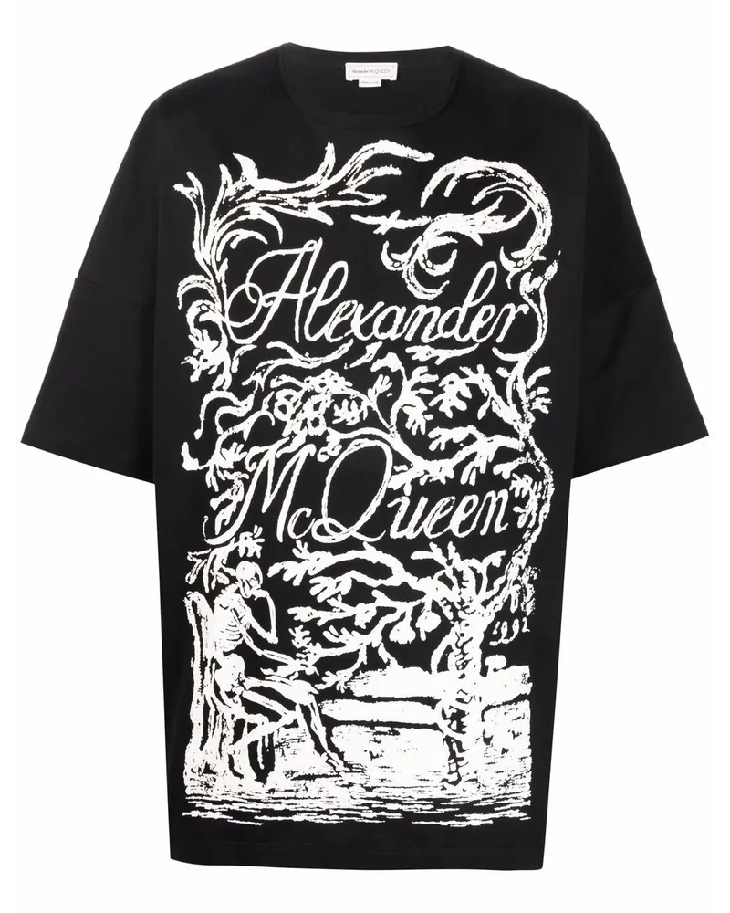 Alexander McQueen T-Shirt mit Logo-Print Schwarz