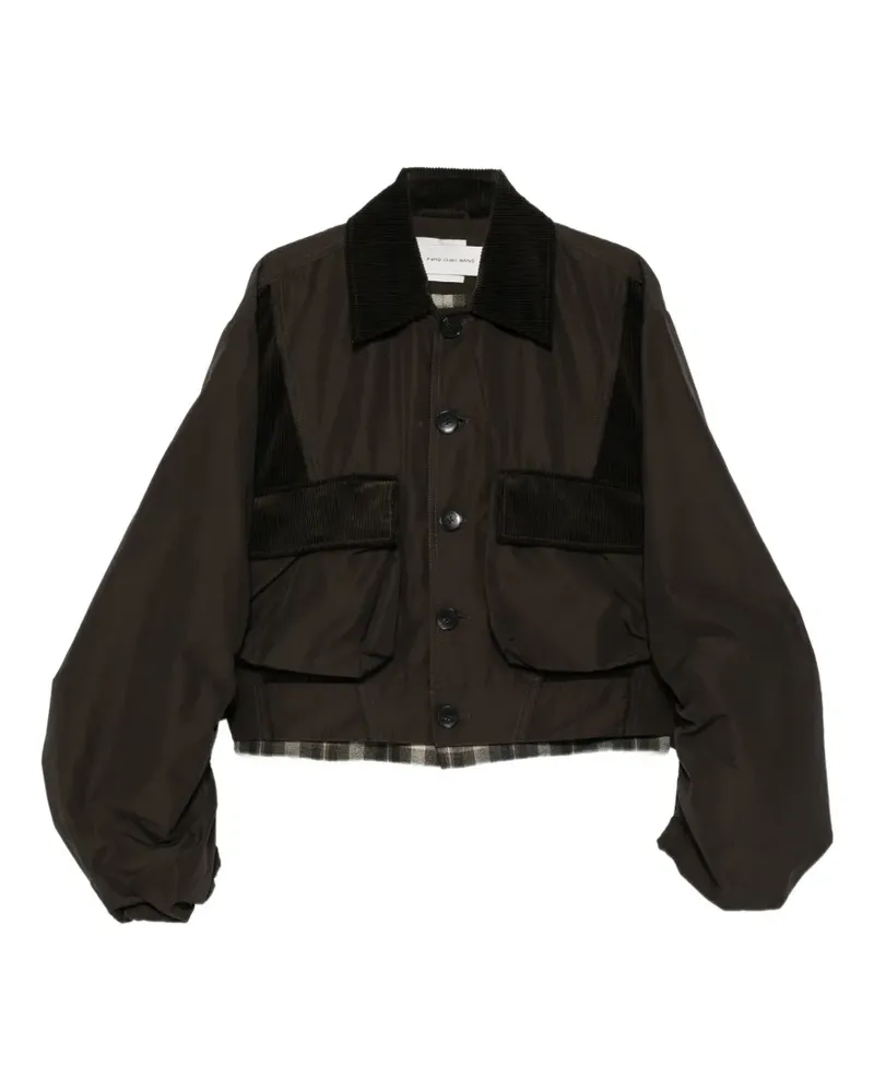 Feng Chen Wang Geraffte Jacke mit Cordkragen - Braun Braun