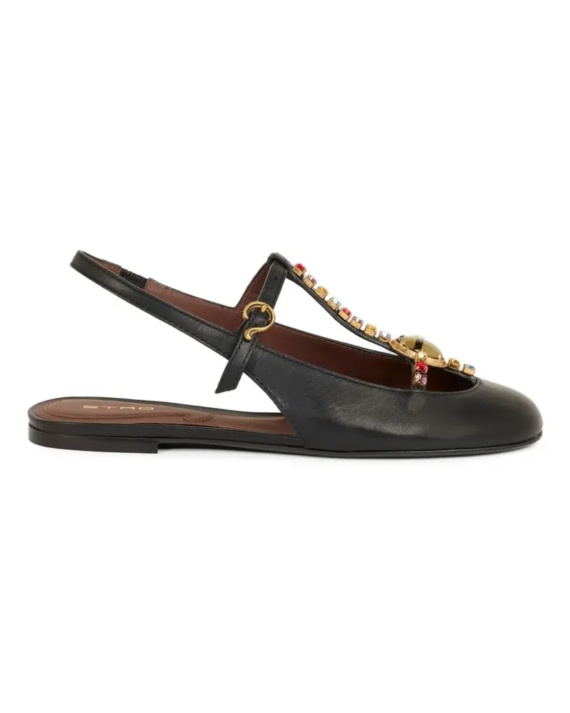 Etro rhinestones slingback leather sandals - Schwarz Schwarz