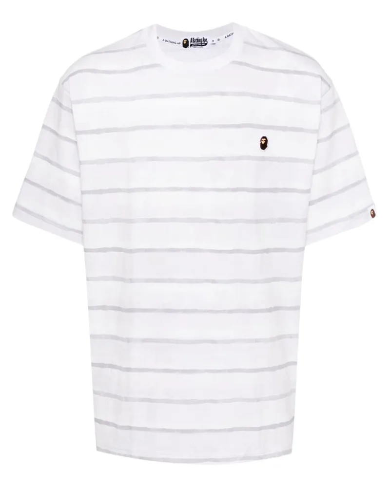 BAPE Gestreiftes T-Shirt - Weiß Weiß