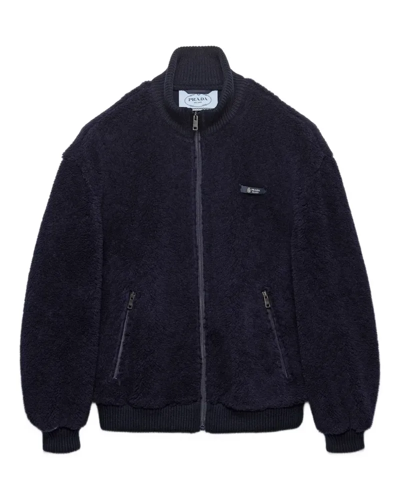 Prada ribbed logo-detail jacket - Blau Blau