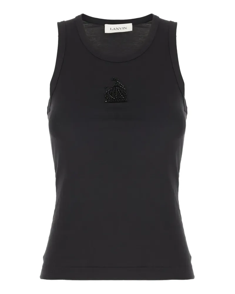 Lanvin bead-embellished cotton top - Schwarz Schwarz