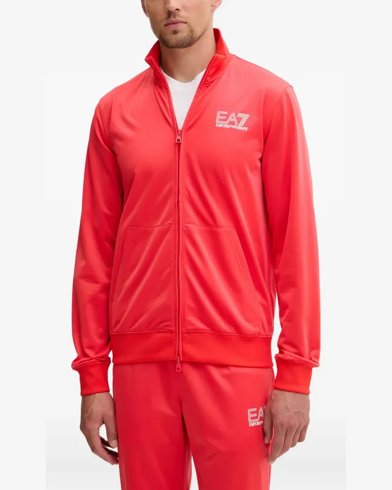 EA7 logo-print zip-up sweater - Rot Rot