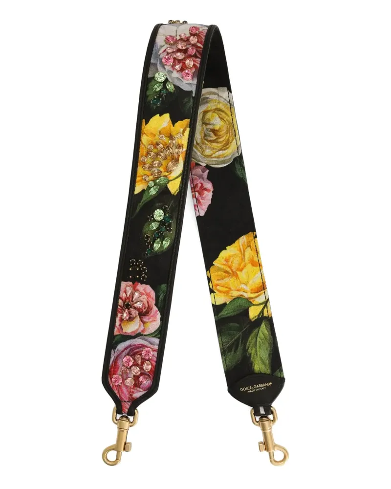Dolce & Gabbana Riemen mit Blumen-Print - Schwarz Schwarz