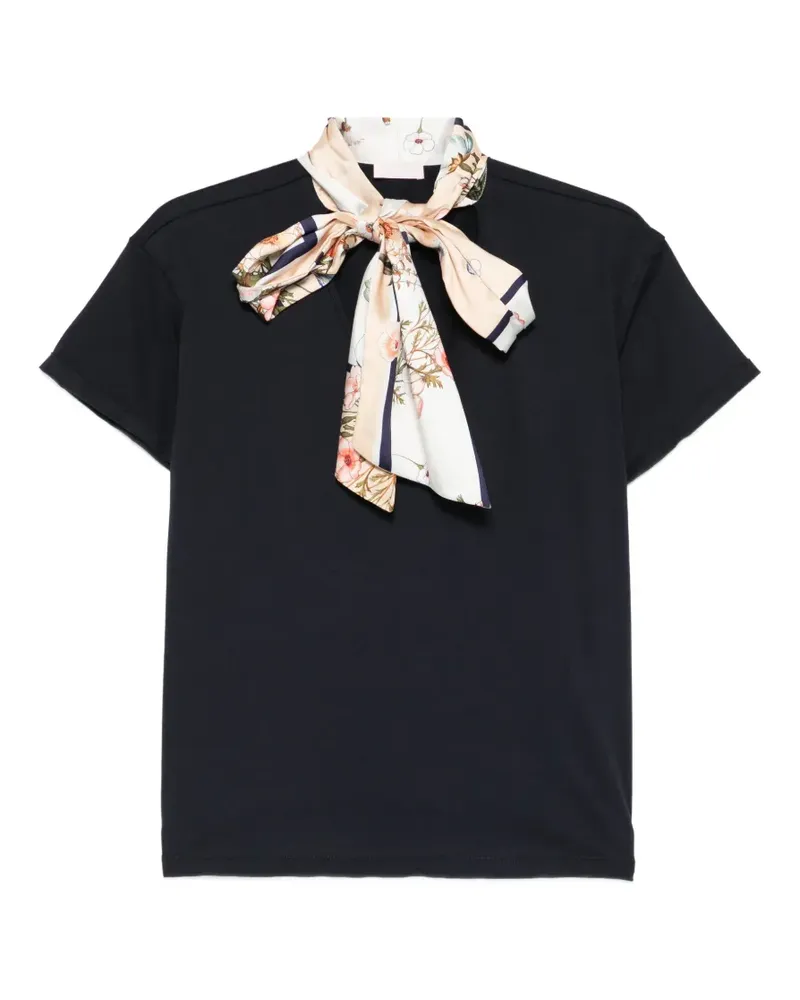 Liu Jo T-Shirt mit Schleifenkragen - Blau Blau