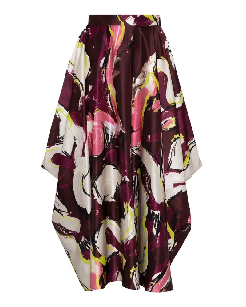 Roksanda Ilincic Amari brush-print draped maxi skirt - Rot Rot