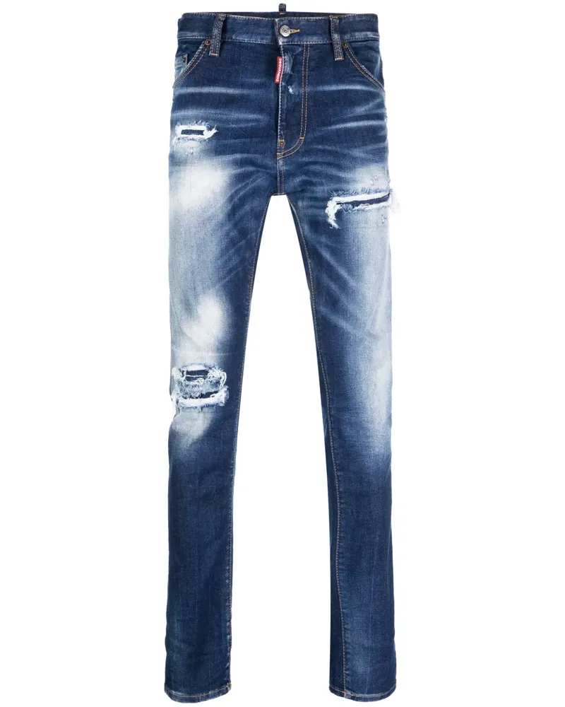 Dsquared2 Cool Guy Slim-Fit-Jeans in Distressed-Optik - Blau Blau