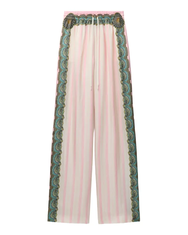 Versace printed silk twill pajama-style pants - Nude Nude