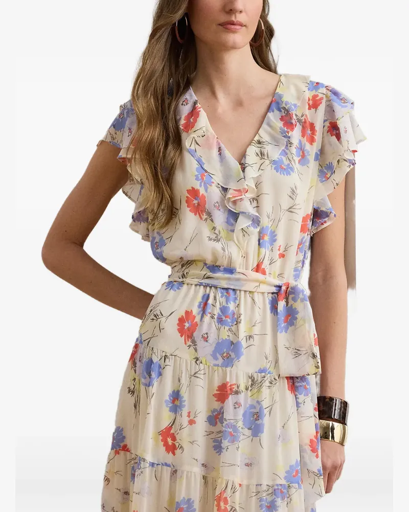 Ralph Lauren floral-print ruffled dress - Nude Nude