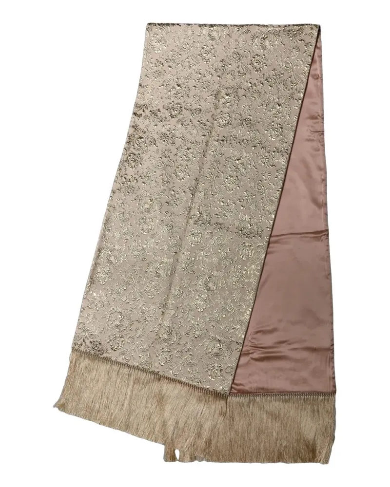 Dolce & Gabbana pink silk fringes neck-wrap foulard scarf - Gold Gold