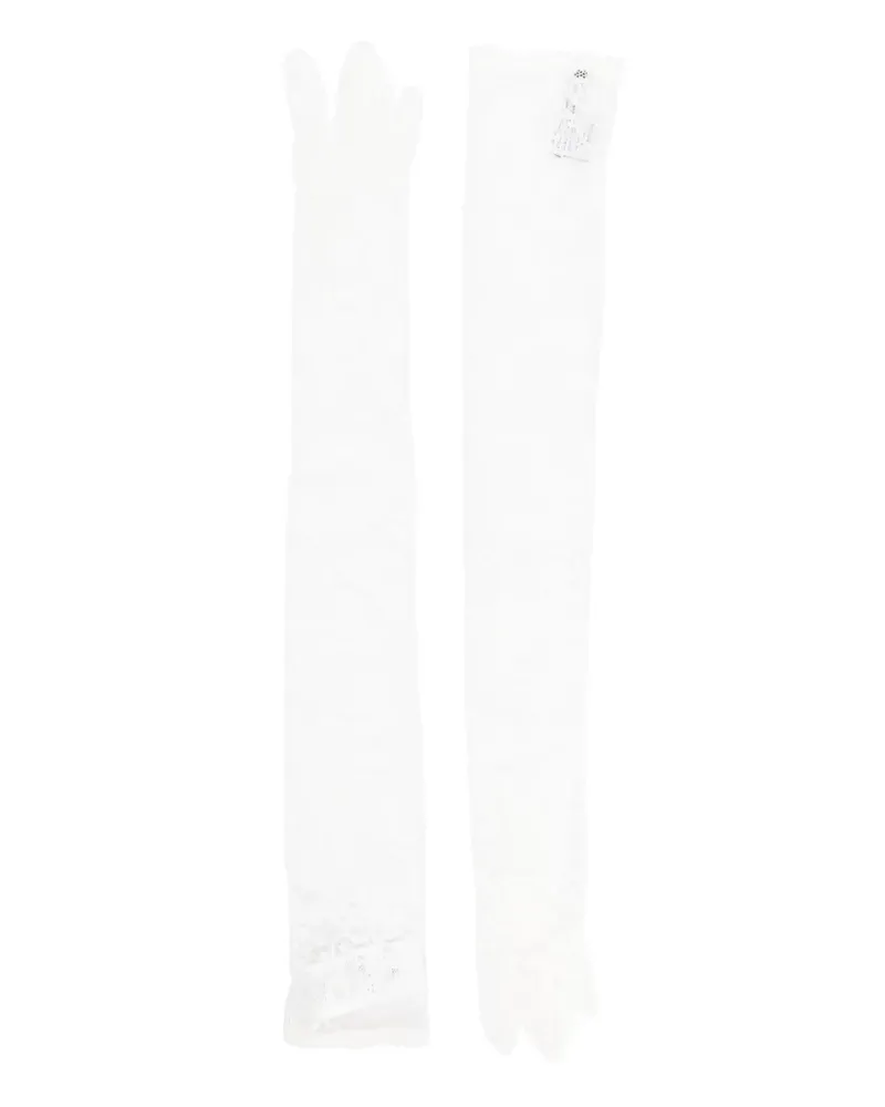 Giuseppe di Morabito Handschuhe mit Spitzenblumen - Weiß Weiß