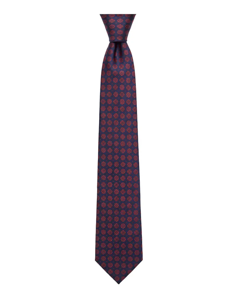 Kiton geometric-pattern silk tie - Blau Blau