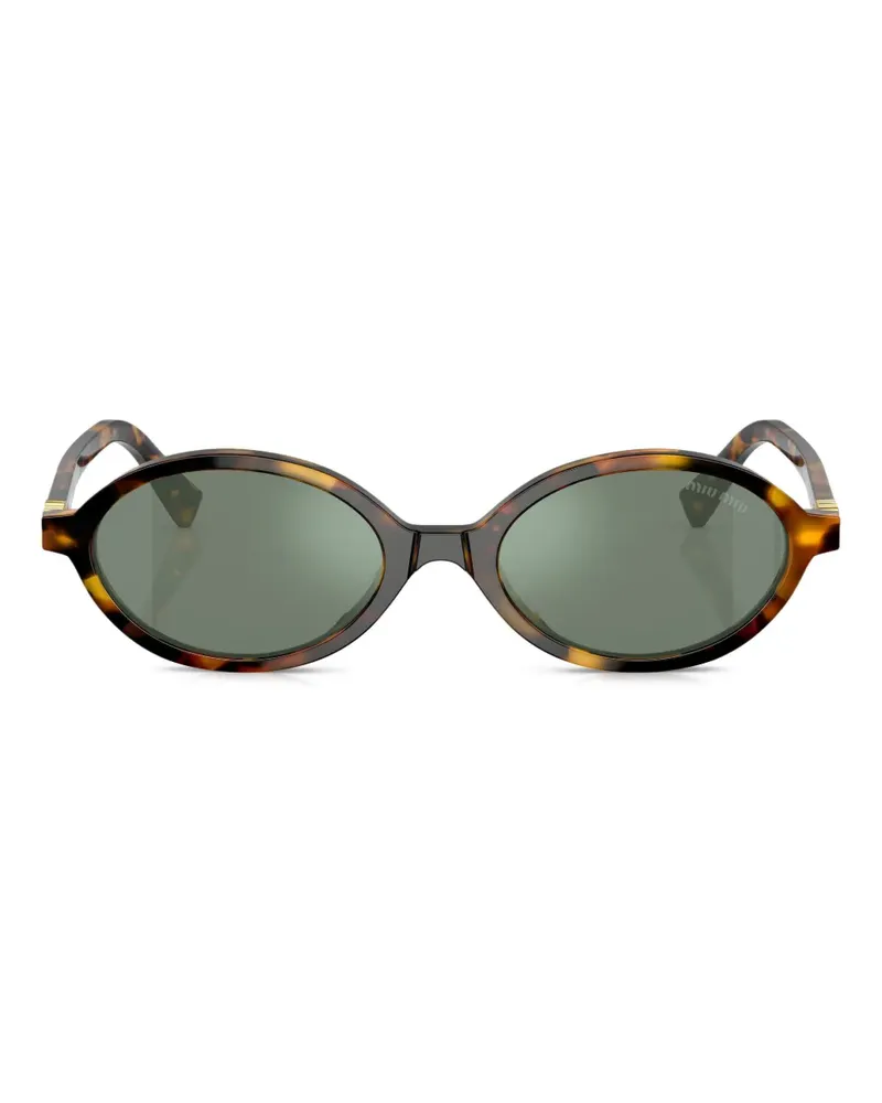 Miu Miu Ovale Sonnenbrille in Schildpattoptik - Braun Braun