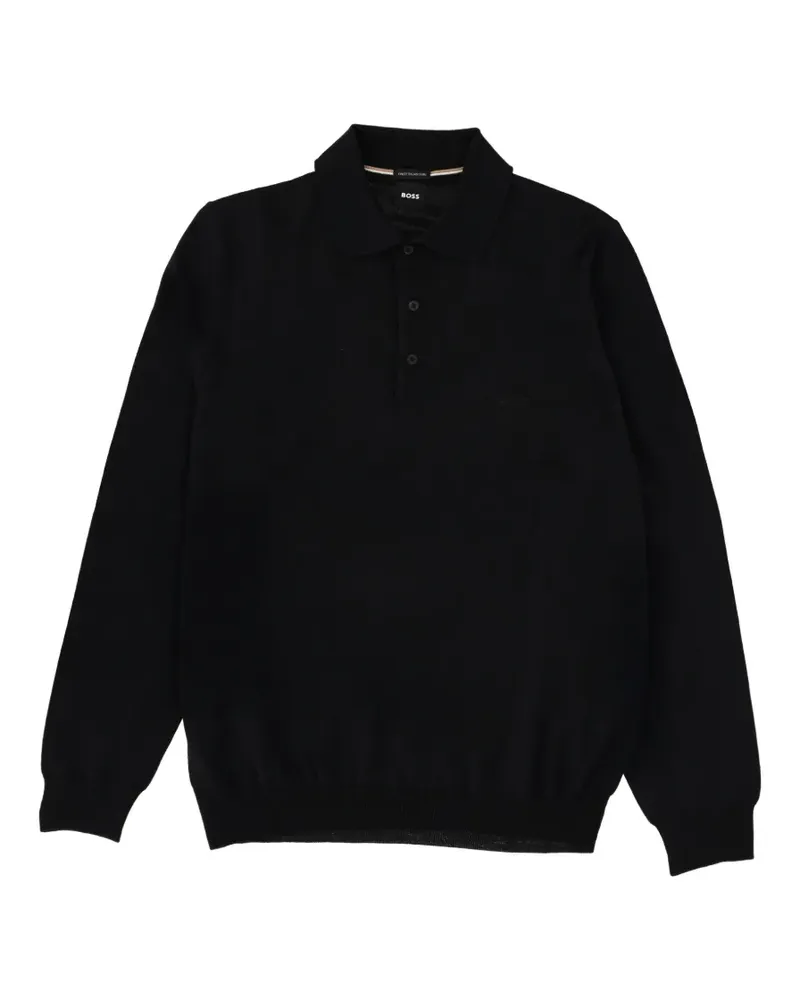 HUGO BOSS Langärmeliges Poloshirt - Schwarz Schwarz