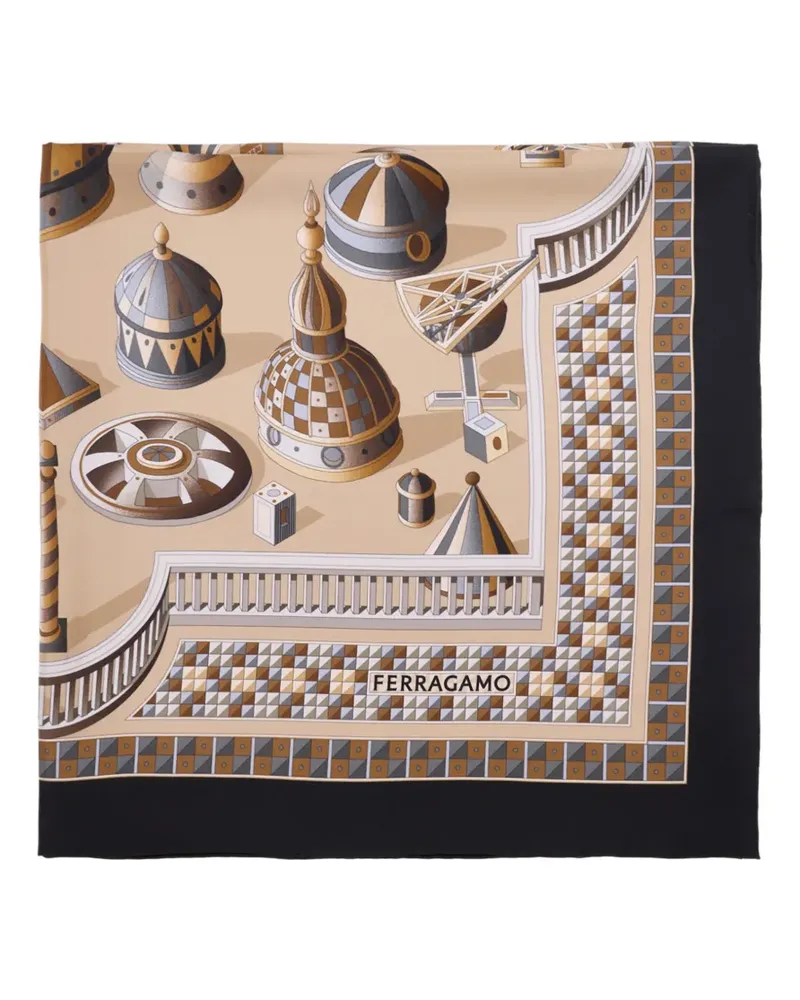 Ferragamo geometric print scarf - Nude Nude