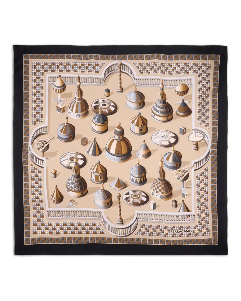 Ferragamo Schal mit geometrischem Print - Nude Nude