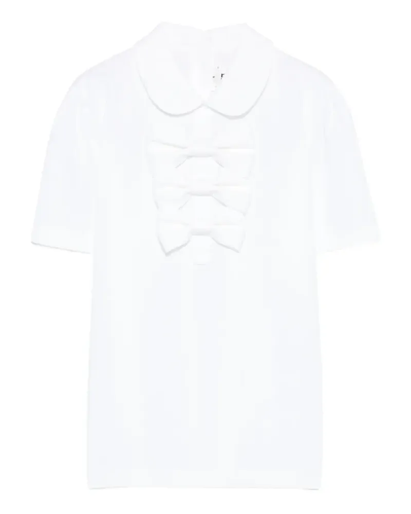 Noir Kei Ninomiya bow-embellished Peter Pan-collar T-shirt - Weiß Weiß