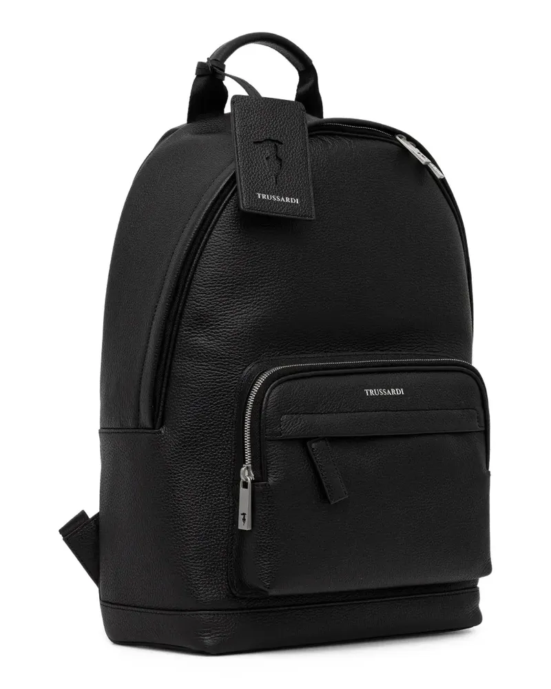 Trussardi Rucksack mit Logo-Schild - Schwarz Schwarz