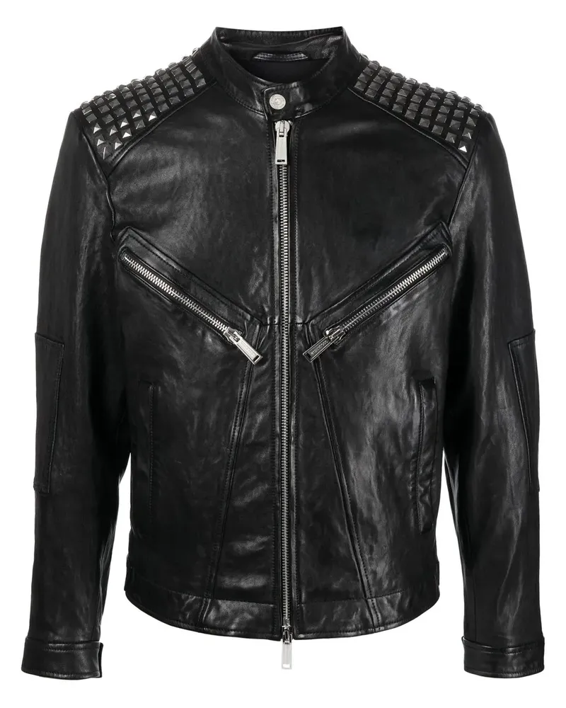 Dsquared2 Bikerjacke mit Nieten - Schwarz Schwarz