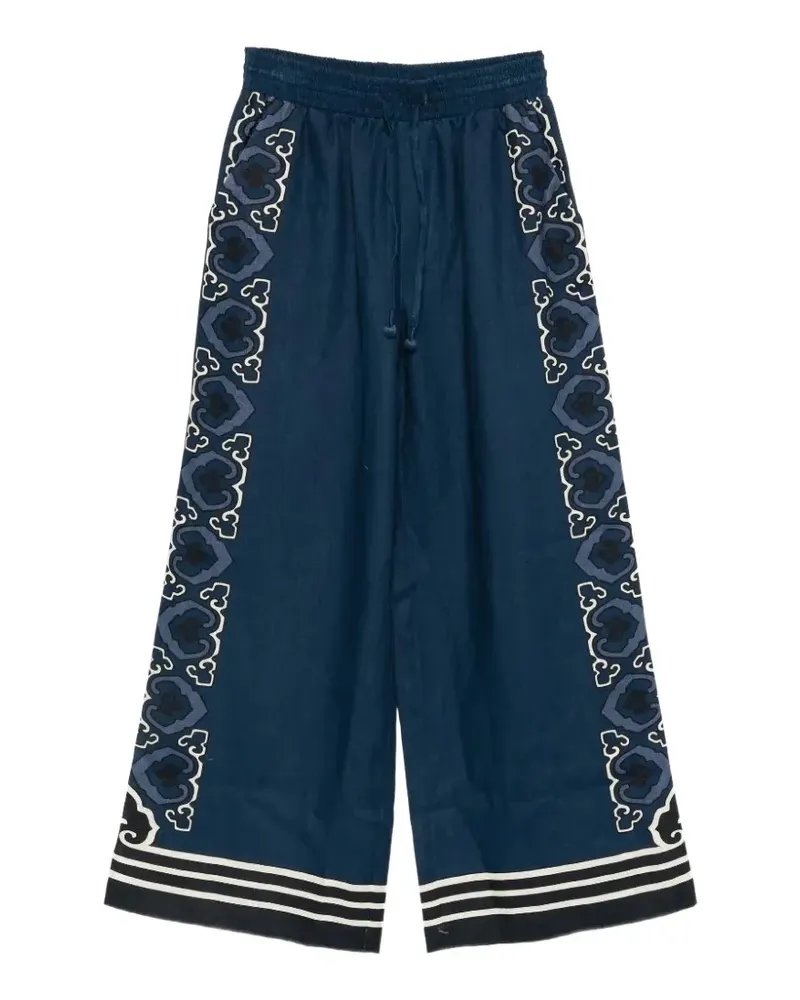 Sea Blaise print drawstring trousers - Blau Blau