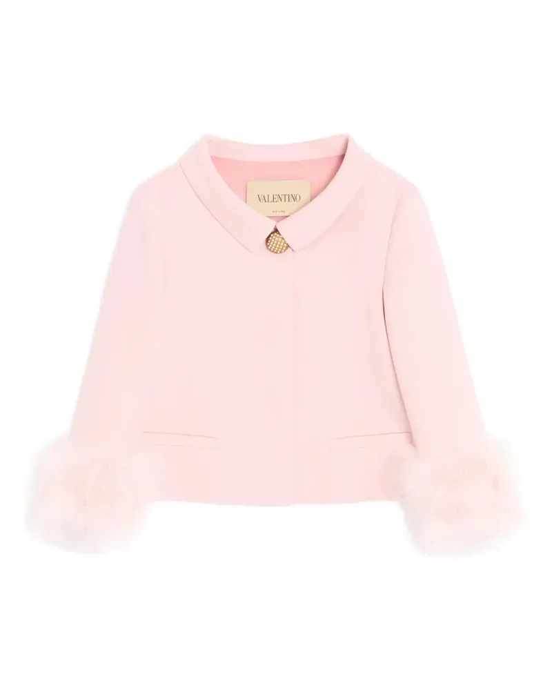 Valentino Garavani button-embellished feather-trim jacket - Rosa Rosa