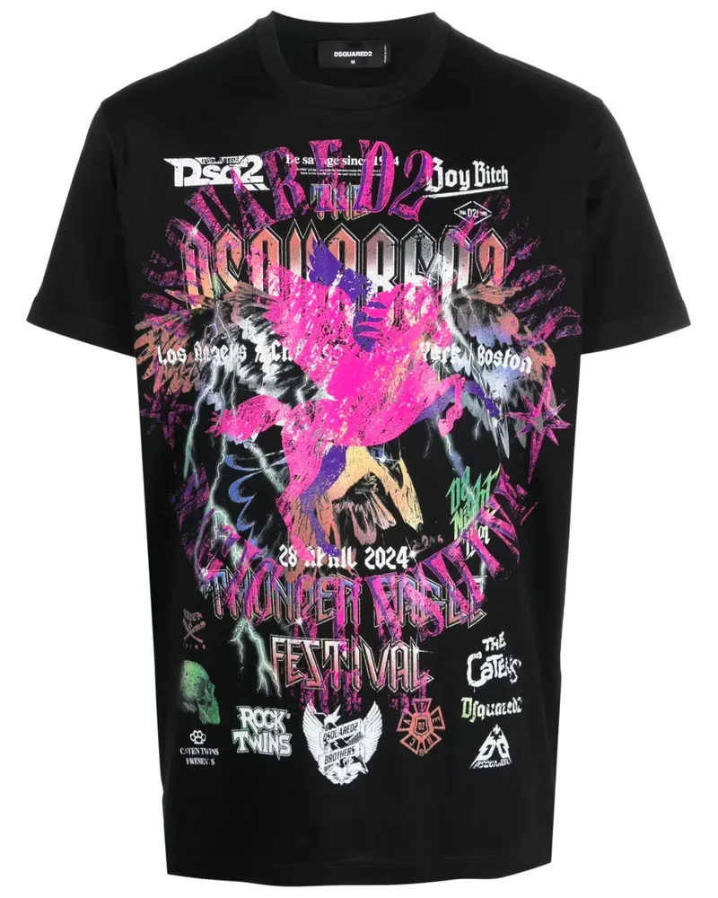 Dsquared2 T-Shirt mit grafischem Print - Schwarz Schwarz