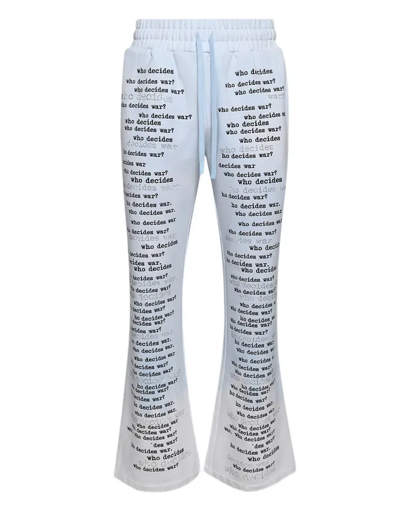 WHO DECIDES WAR Ausgestellte Hose mit Text-Print - Blau Blau