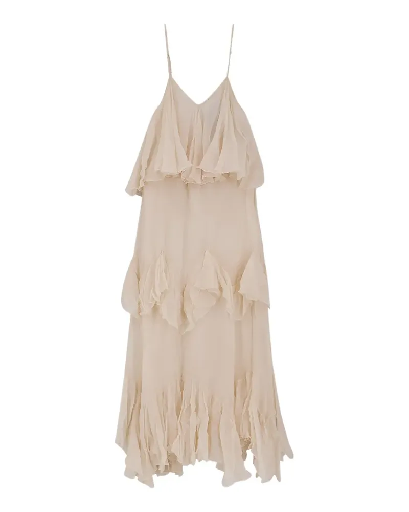 Mes Demoiselles Calimera ruffled V-neck maxi dress - Nude Nude