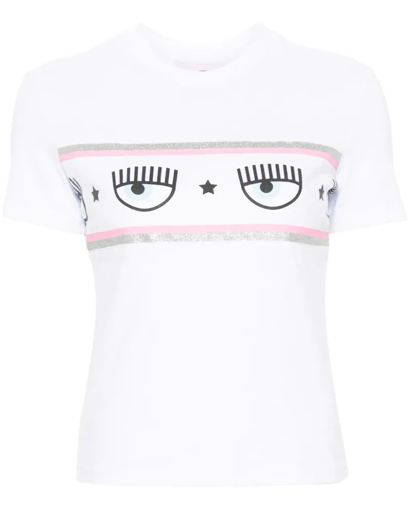 Chiara Ferragni T-Shirt mit Maxi Logomania-Print Weiß