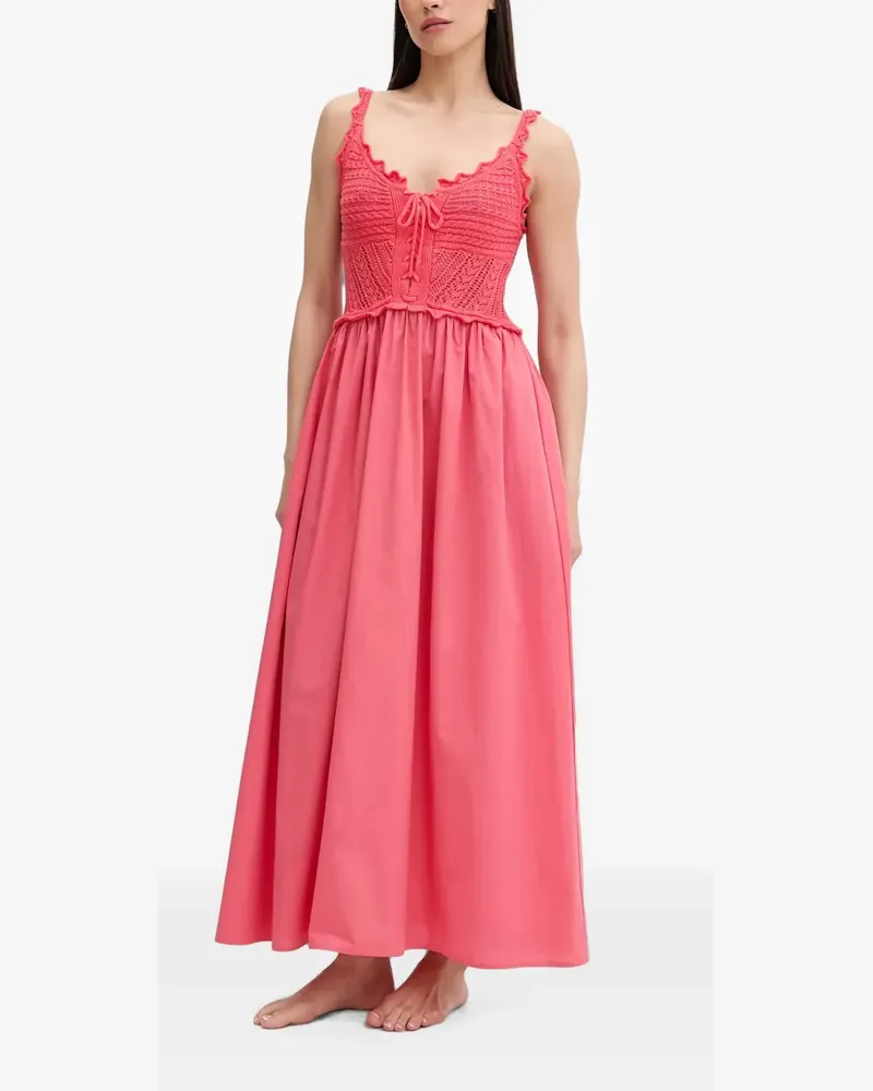 Liu Jo crochet-knit lace-up midi dress - Rosa Rosa