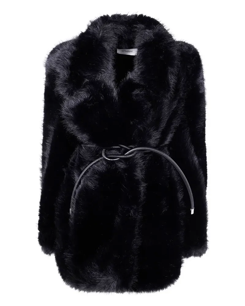 SPORTMAX faux-fur knotted-belt coat - Schwarz Schwarz