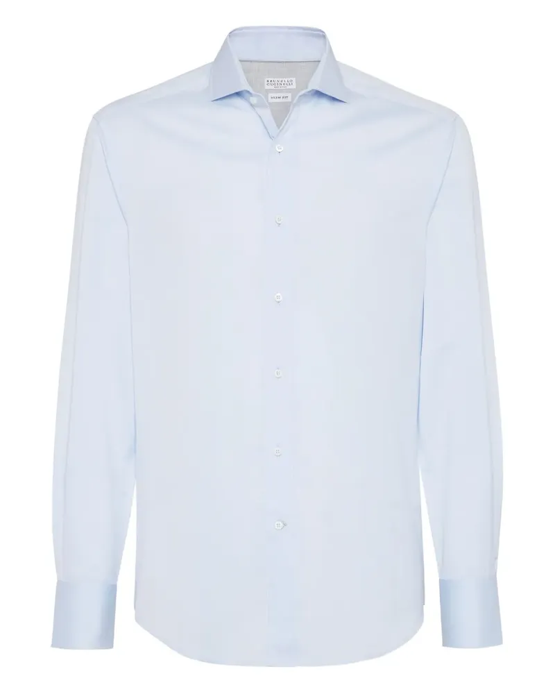 Brunello Cucinelli Klassisches Twill-Hemd - Blau Blau