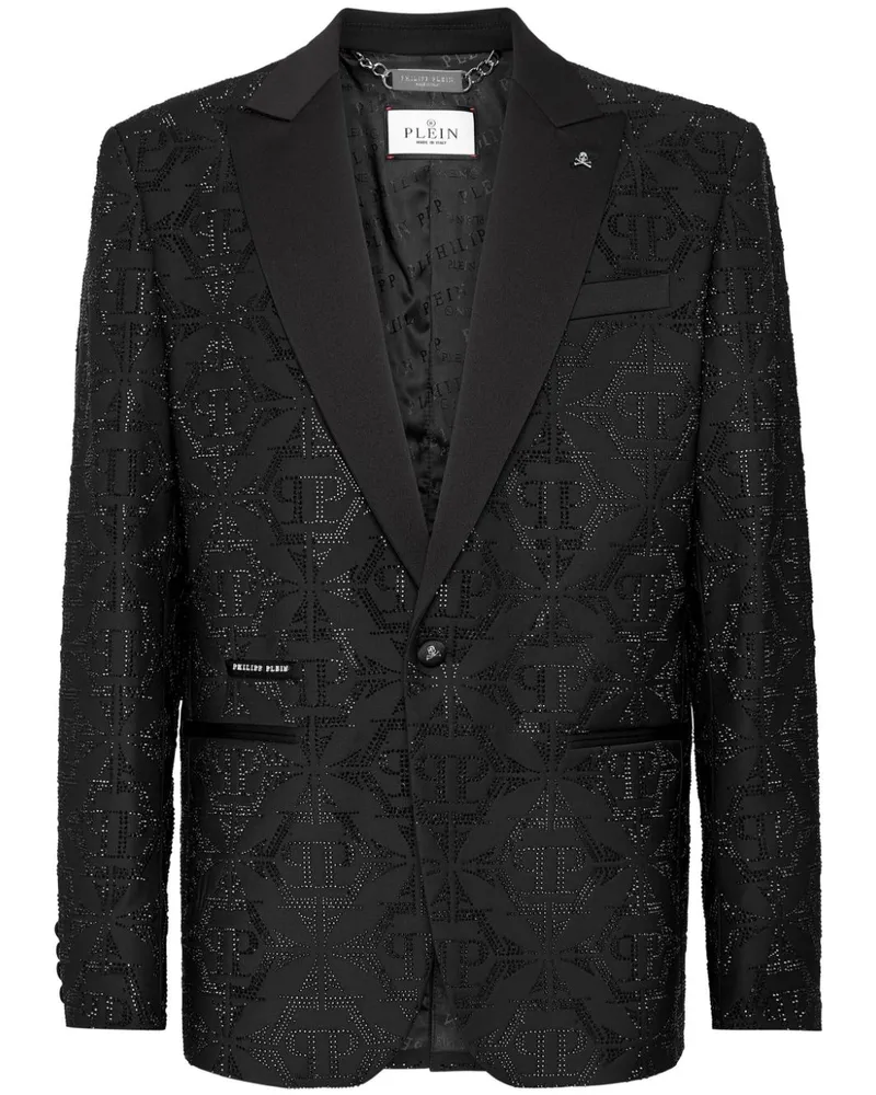 Philipp Plein Hexagon Sakko mit Kristallverzierung - Schwarz Schwarz