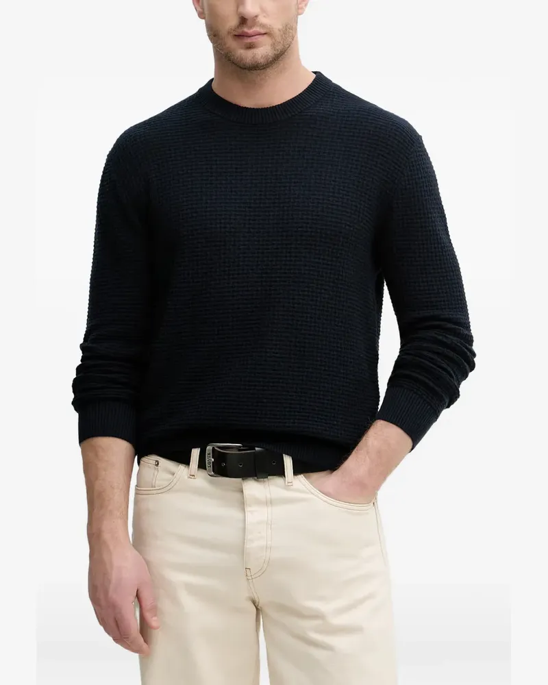 Sisley waffle-knit crew-neck sweater - Blau Blau