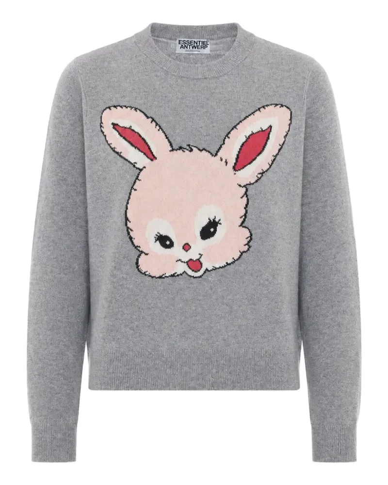 Essentiel Pullover mit Hasen-Intarsie - Grau Grau